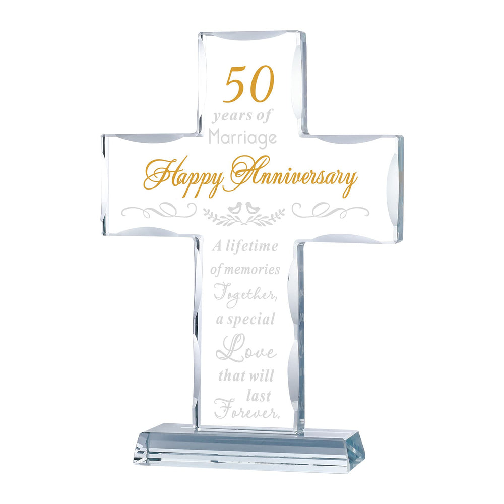 YWHL croix en verre face décorative, cadeau mémorable d'anniversaire