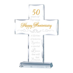 YWHL croix en verre face décorative, cadeau mémorable d'anniversaire