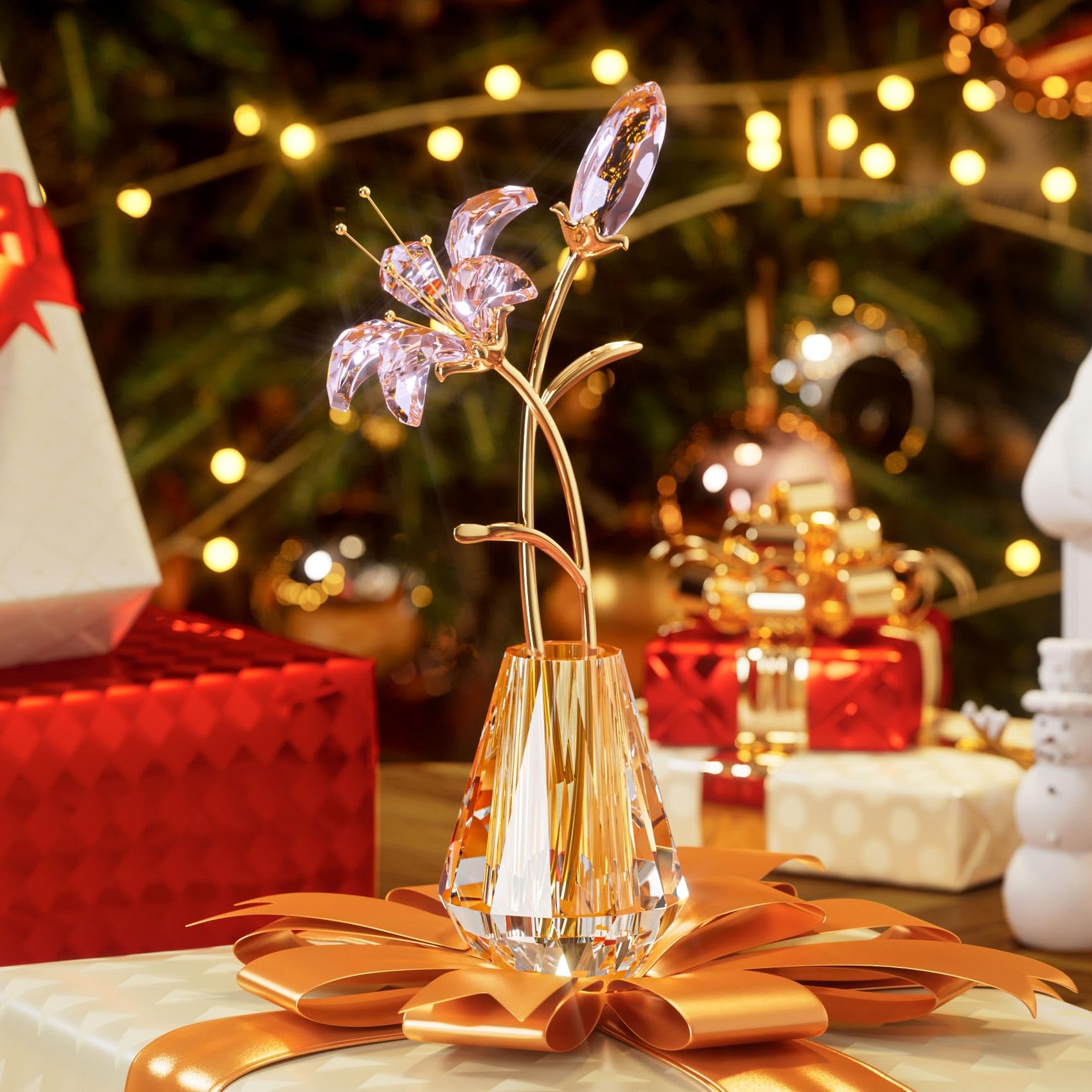 YWHL boîte cadeau ouverte contenant la fleur, la carte et le chiffon inclus