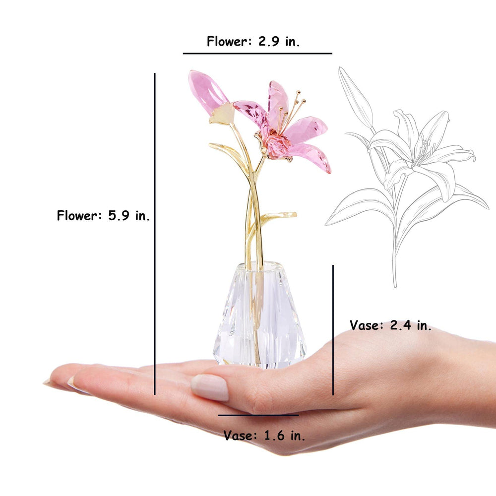 YWHL fleur montée dans son vase en cristal pour une présentation soignée