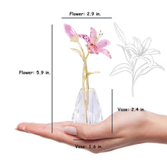 YWHL fleur montée dans son vase en cristal pour une présentation soignée