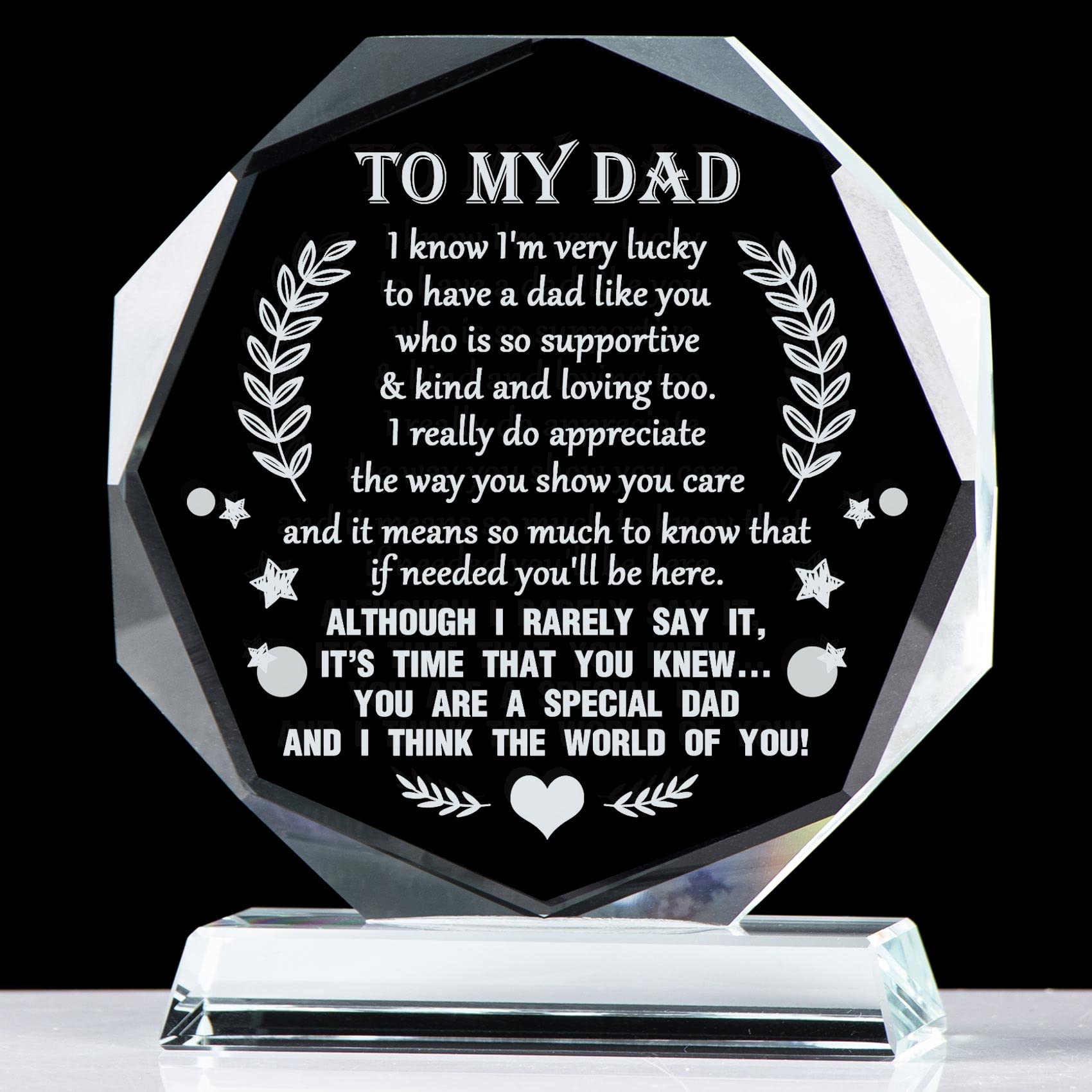 YWHL plaque en verre face avant avec message gravé pour un cadeau émouvant
