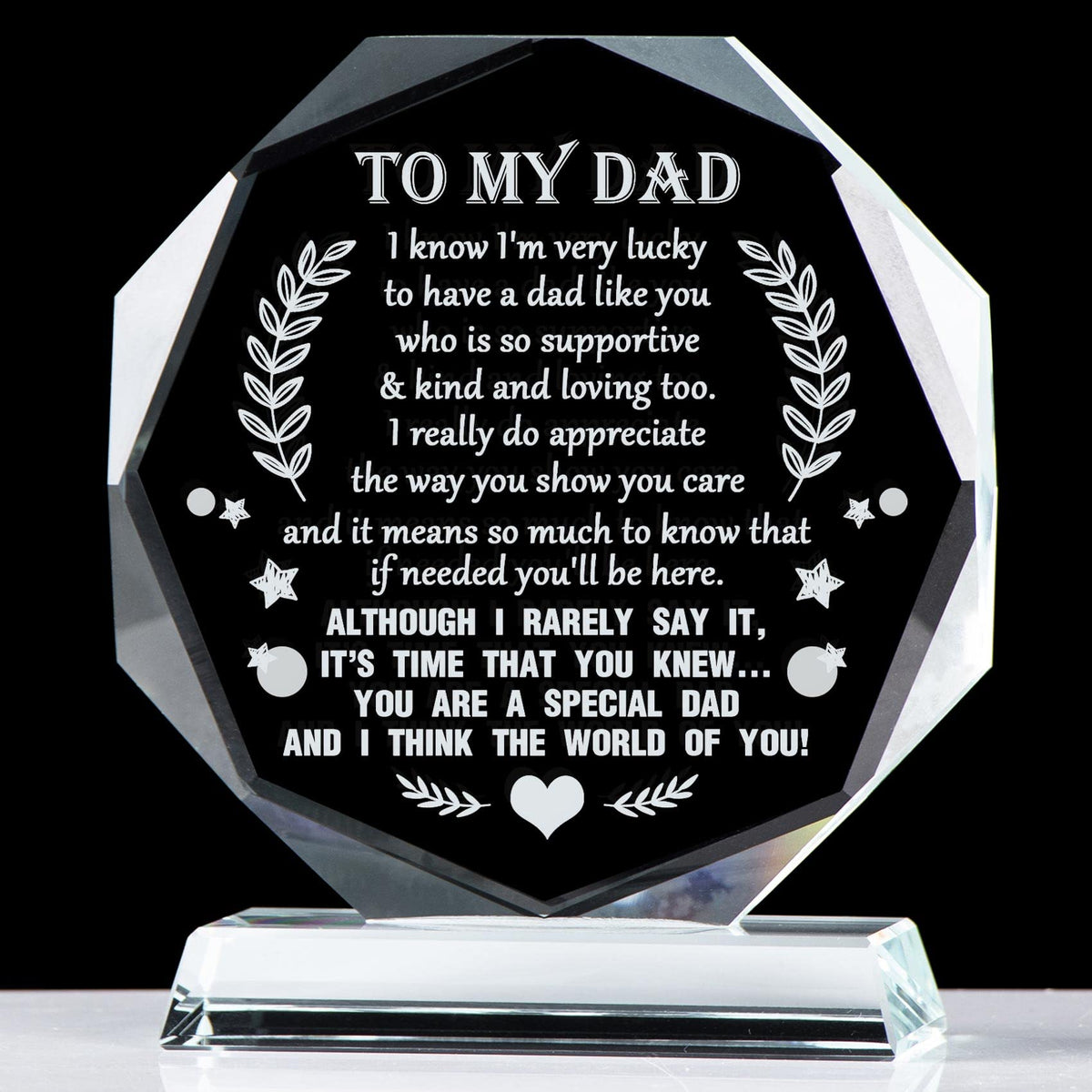 YWHL plaque en verre face avant avec message gravé pour un cadeau émouvant