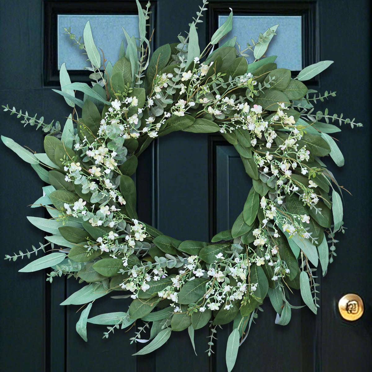 YXZZWL couronne eucalyptus face vue accueillante pour porte