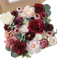 YYHUAWU boîte de fleurs artificielles vue d'ensemble, assortiment prêt à composer