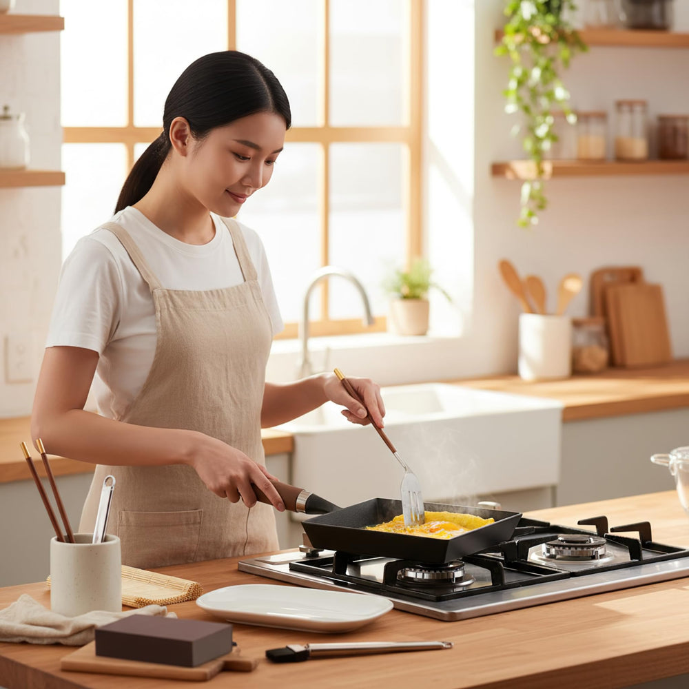 YYMIYU poêle en usage sur plaque cuisson performance homogène