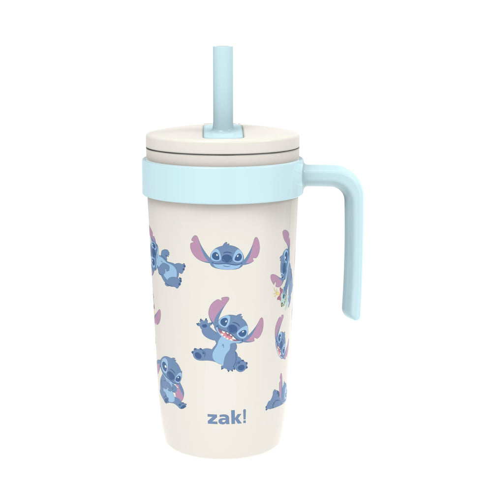 zak designs vue frontale du gobelet Stitch montrant le design coloré et durable