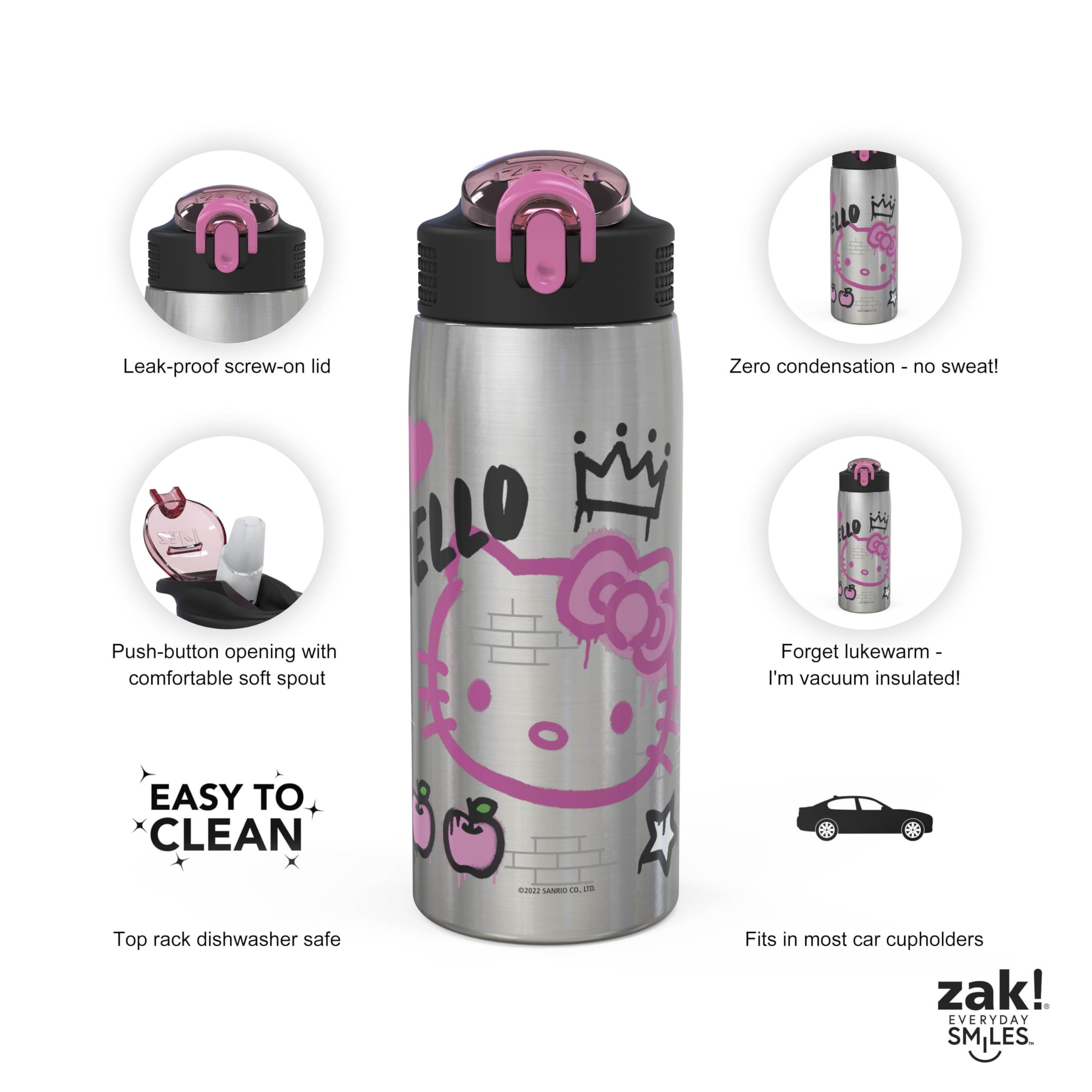 Zak Designs Hello Kitty boucle de transport intégrée pour un port facile