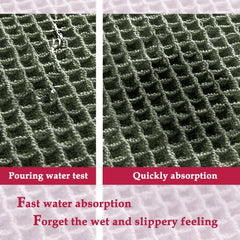 ZALL tapis en usage après la douche montrant absorption et confort pour les pieds