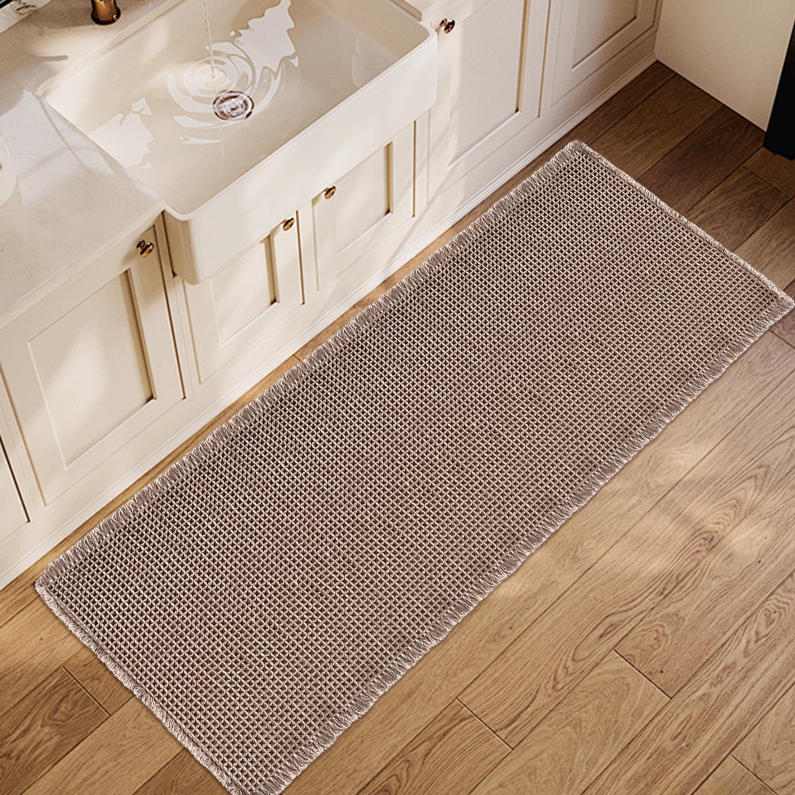 ZALL tapis waffle face avant marron montrant absorption rapide