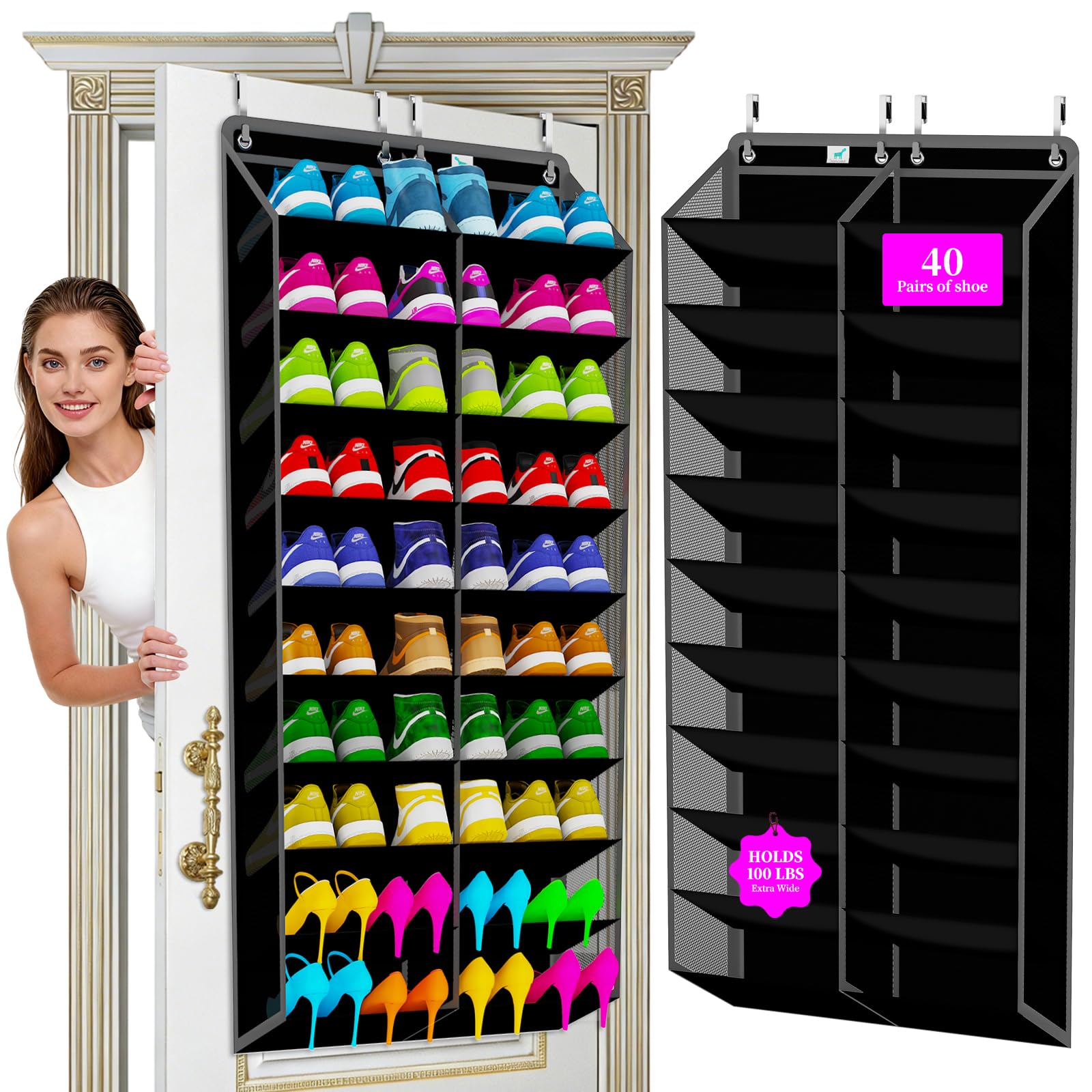zebricolo vue frontale du range-chaussures montrant capacité