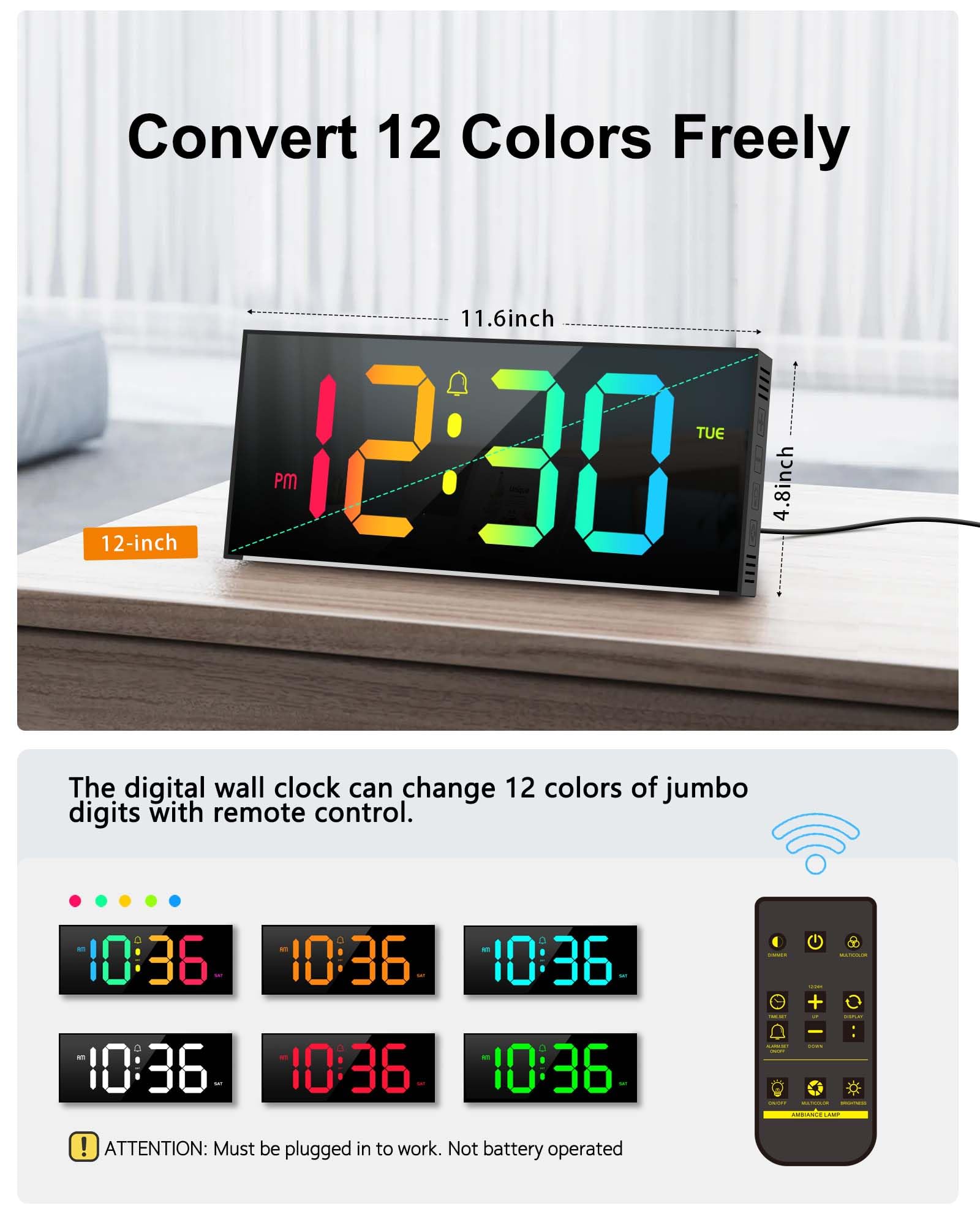 Zelaclock gros plan sur chiffres lumineux pour lecture rapide et claire