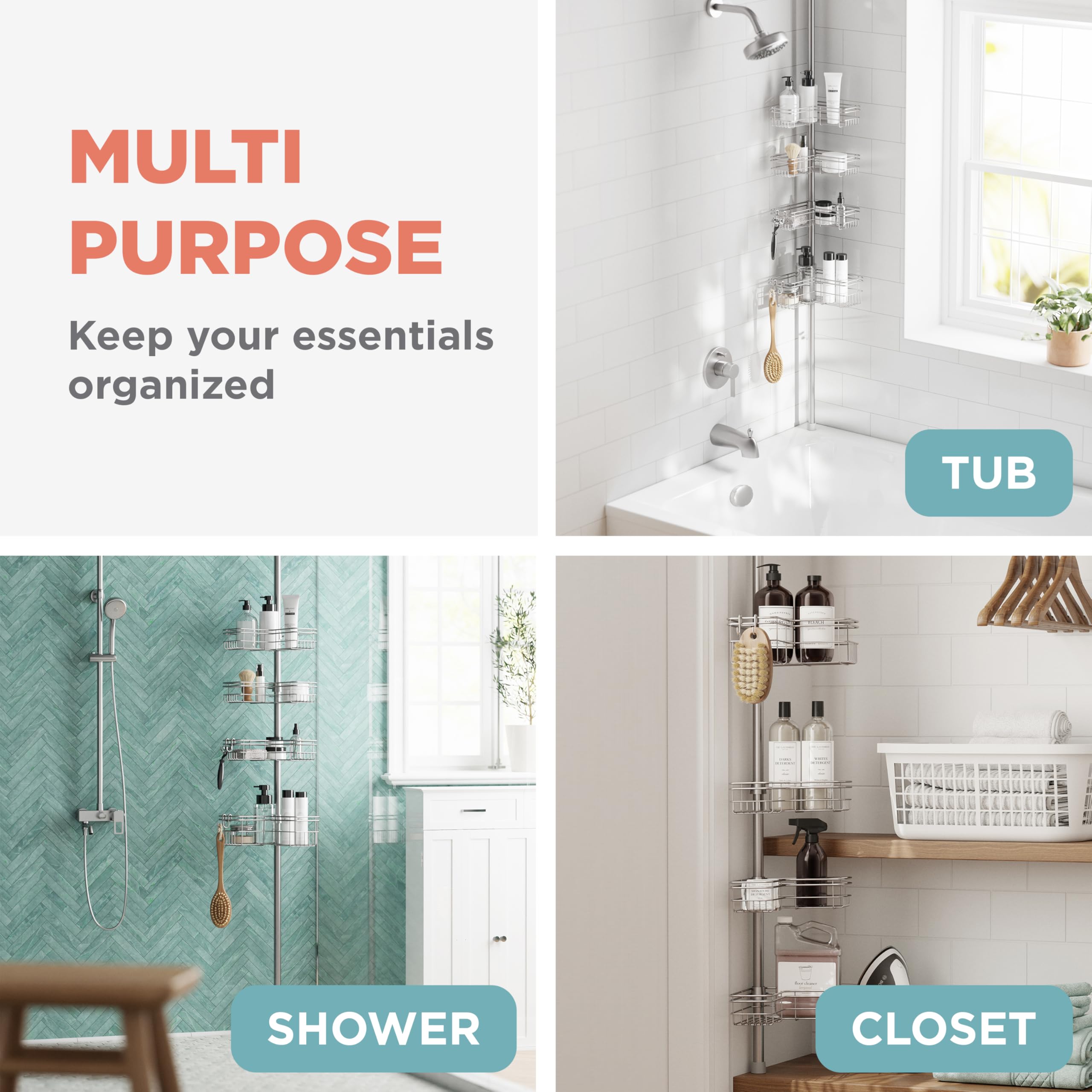 Zenna Home organisateur installé en douche montage sans outils