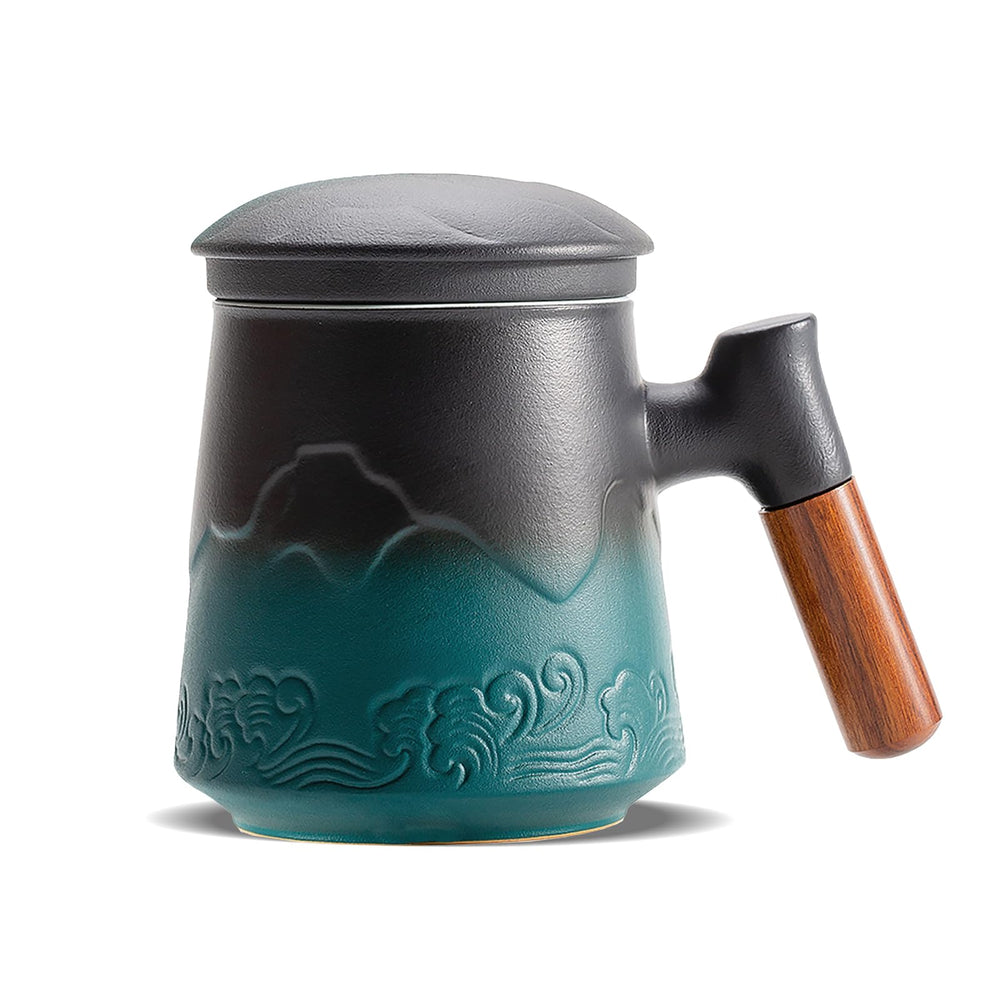 ZENS mug face avant vert montrant la forme élégante et la capacité, parfait pour infusion