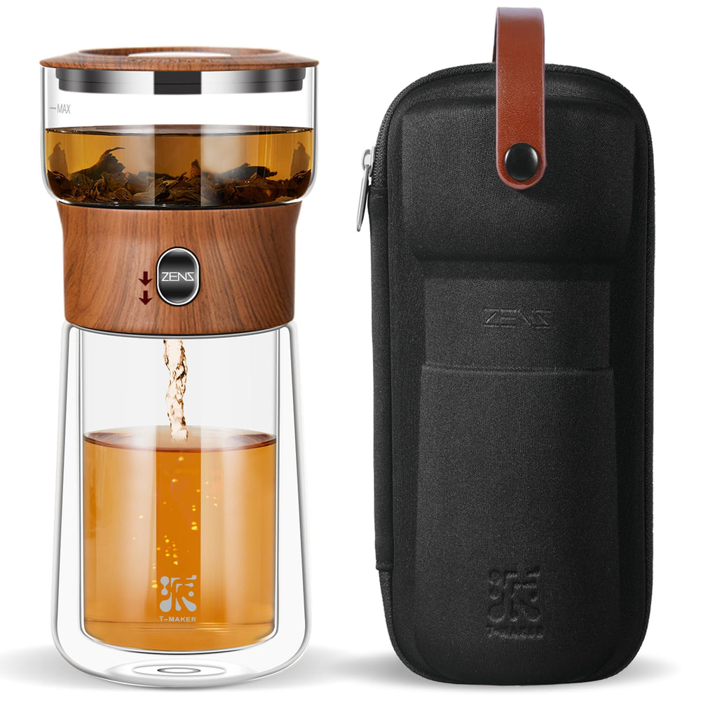 Théière ZENS face avant en verre noyer, design élégant et pratique