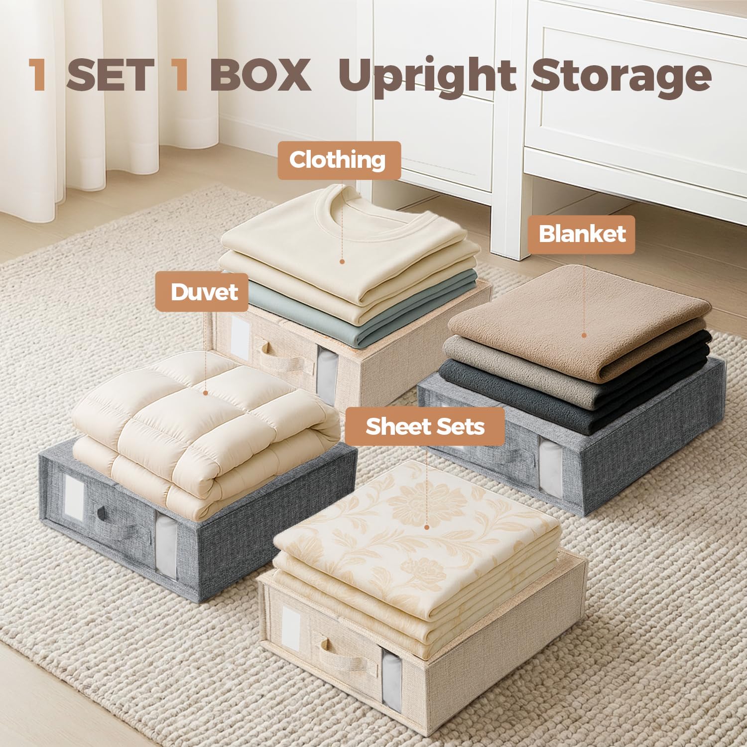 ZenStorage rangé dans armoire protégeant draps et évitant poussière