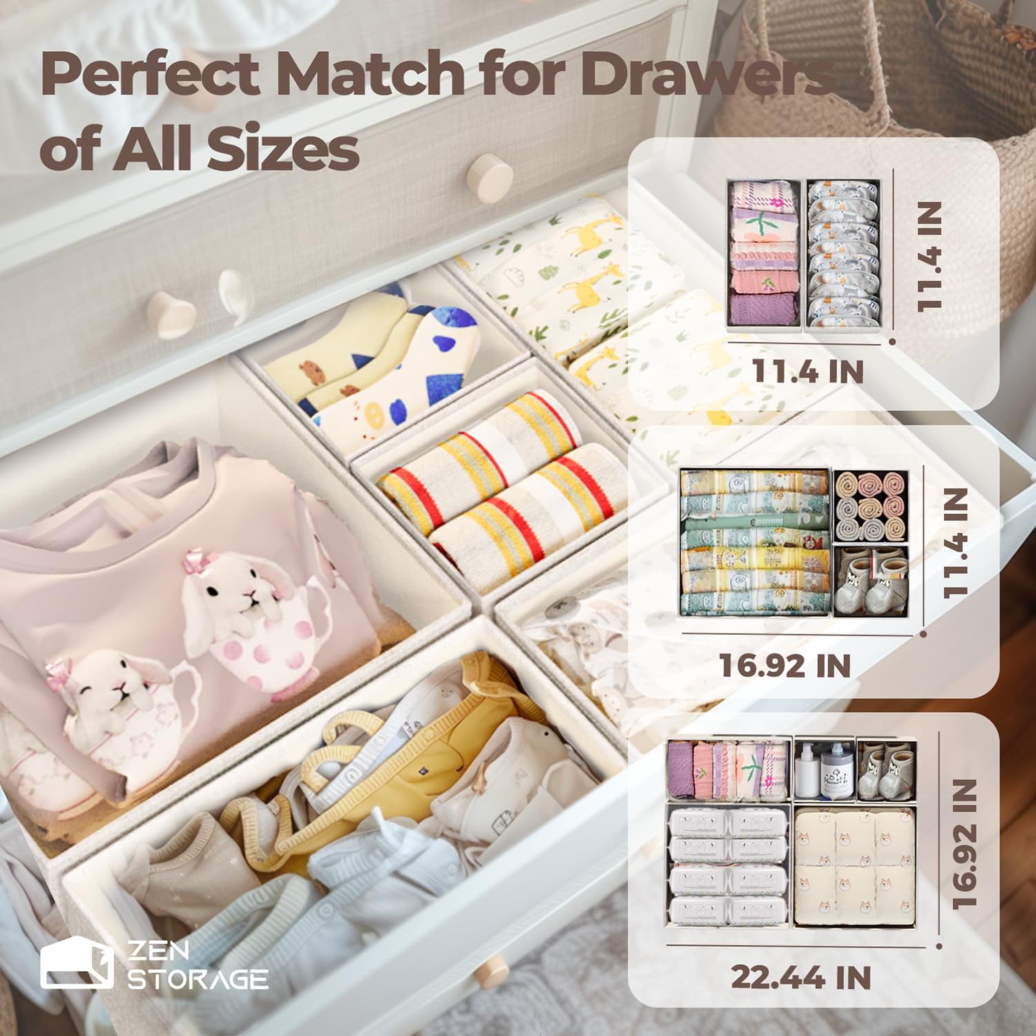 ZenStorage échelle avec main pour visualiser dimensions pratiques des boîtes