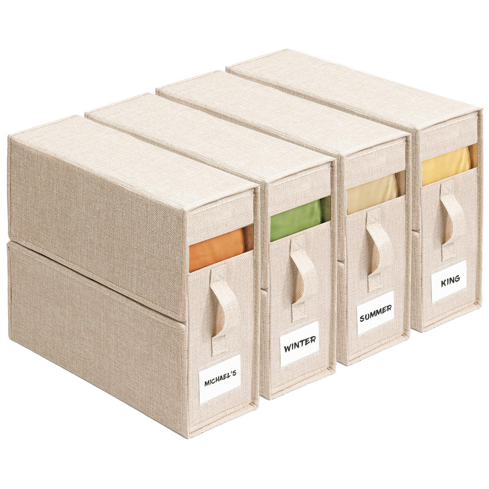 ZenStorage face avant de la boîte beige montrant l'étiquette et organisation nette