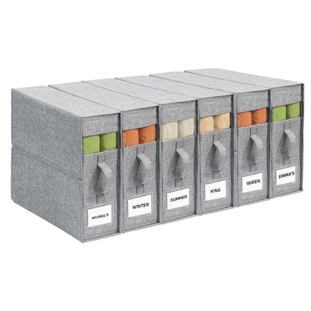 ZenStorage vue avant de la boîte grise montrant son design élégant et protection du linge