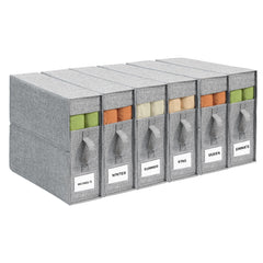 ZenStorage vue avant de la boîte grise montrant son design élégant et protection du linge