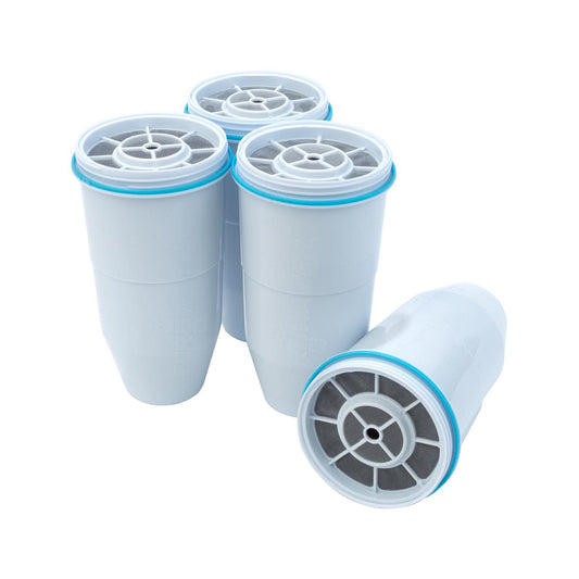 ZeroWater emballage avant montrant pack de 4 et gain de propreté