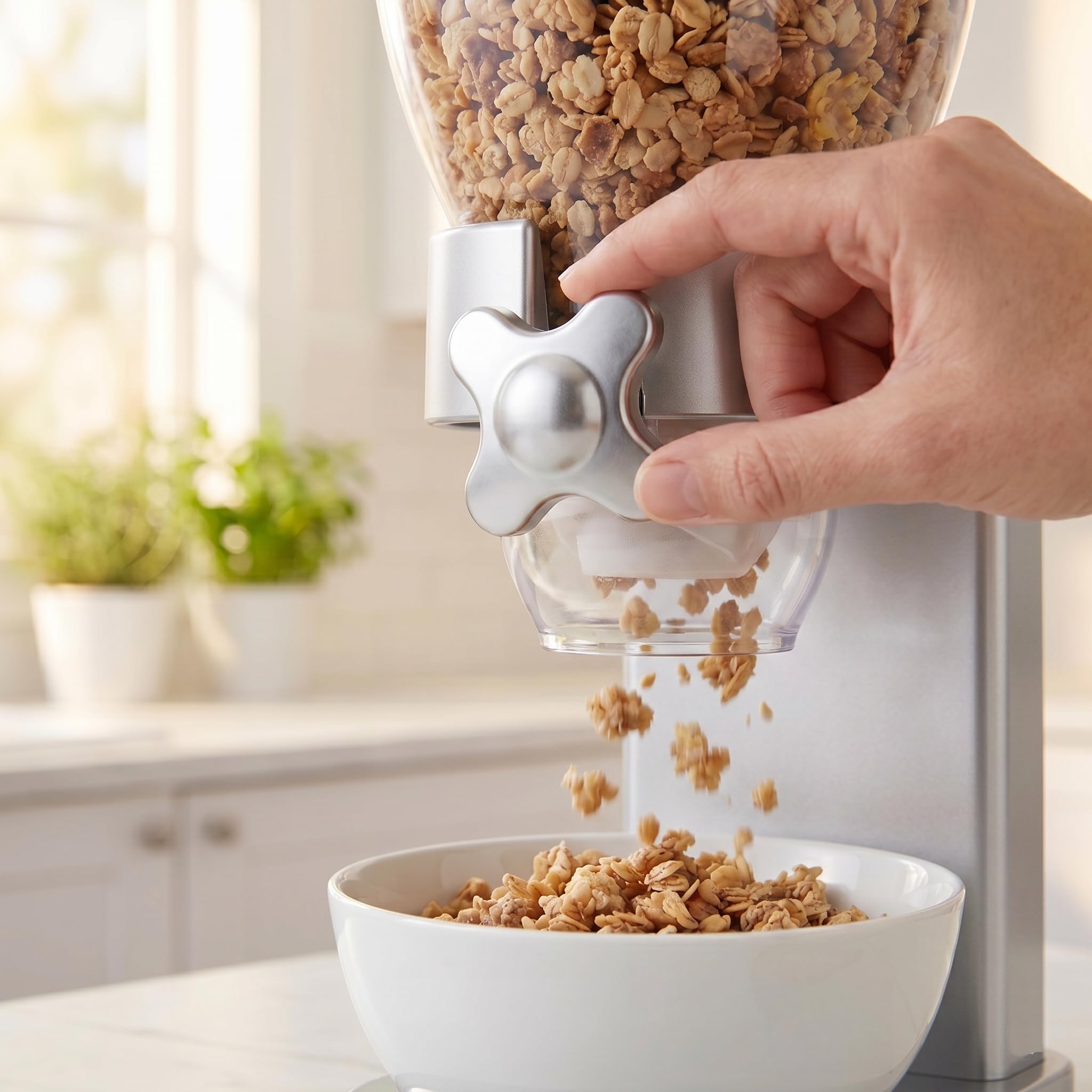 ZevrO GAT202 en usage au petit-déjeuner, distribution contrôlée de céréales