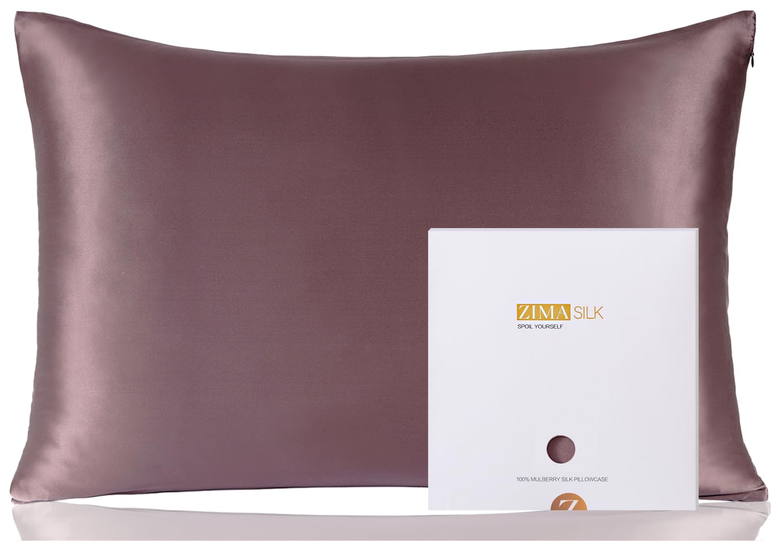 ZIMASILK taie d'oreiller frontale montrant l'emballage et l'élégance