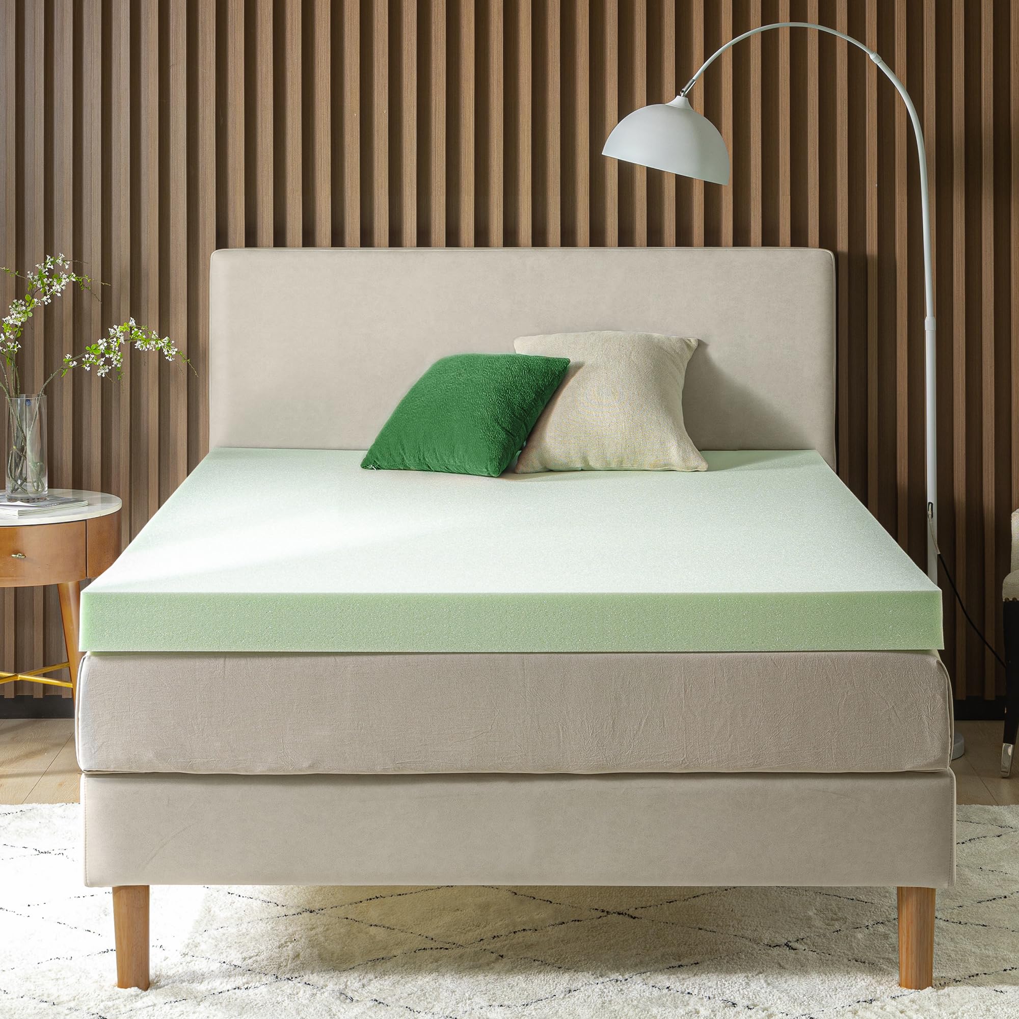 Ambiance chambre avec surmatelas Zinus pour un sommeil plus frais et apaisant