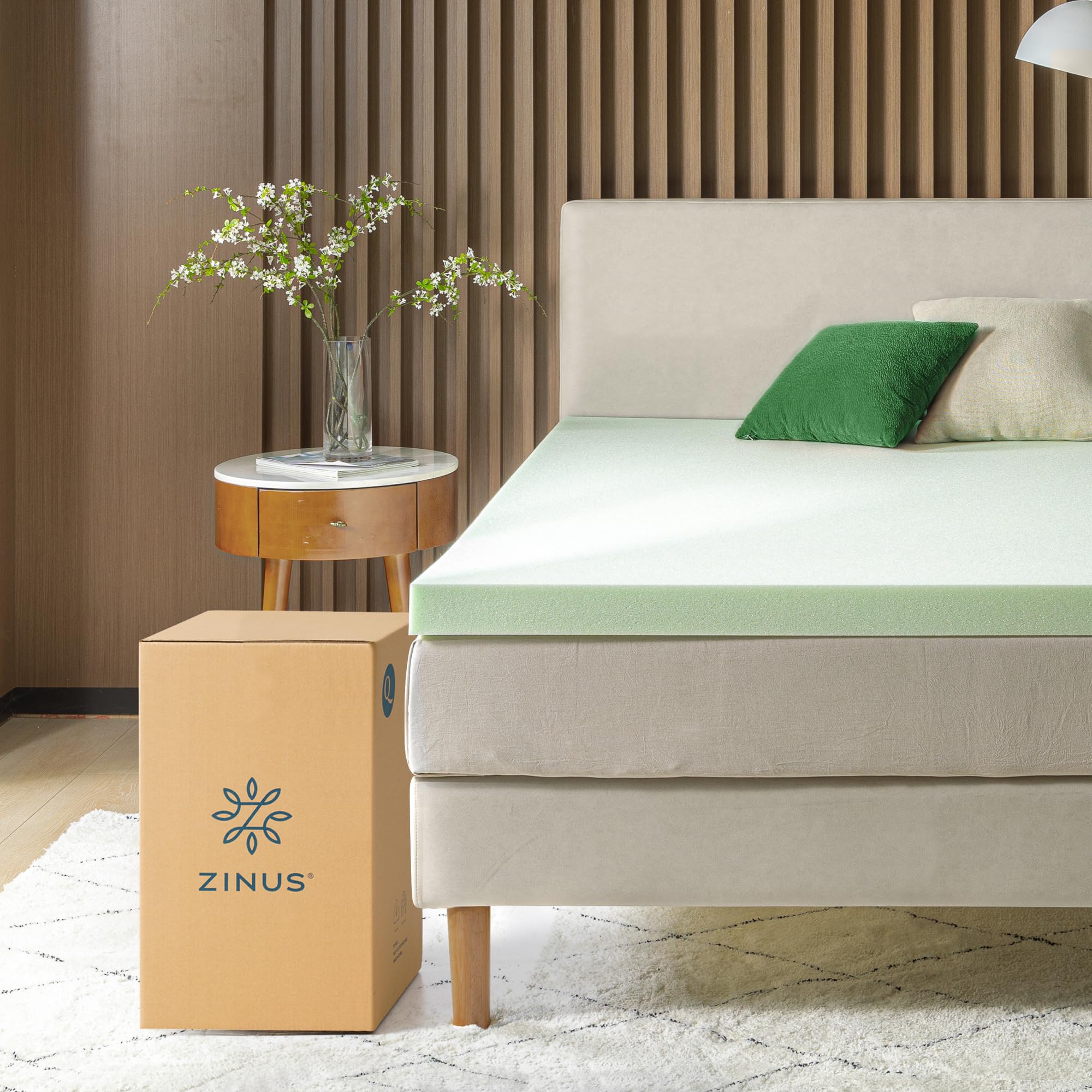 Zinus surmatelas en usage sur lit améliorant confort et soutien instantané