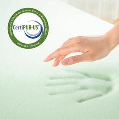 Zinus gros plan texture mousse montrant confort et souplesse
