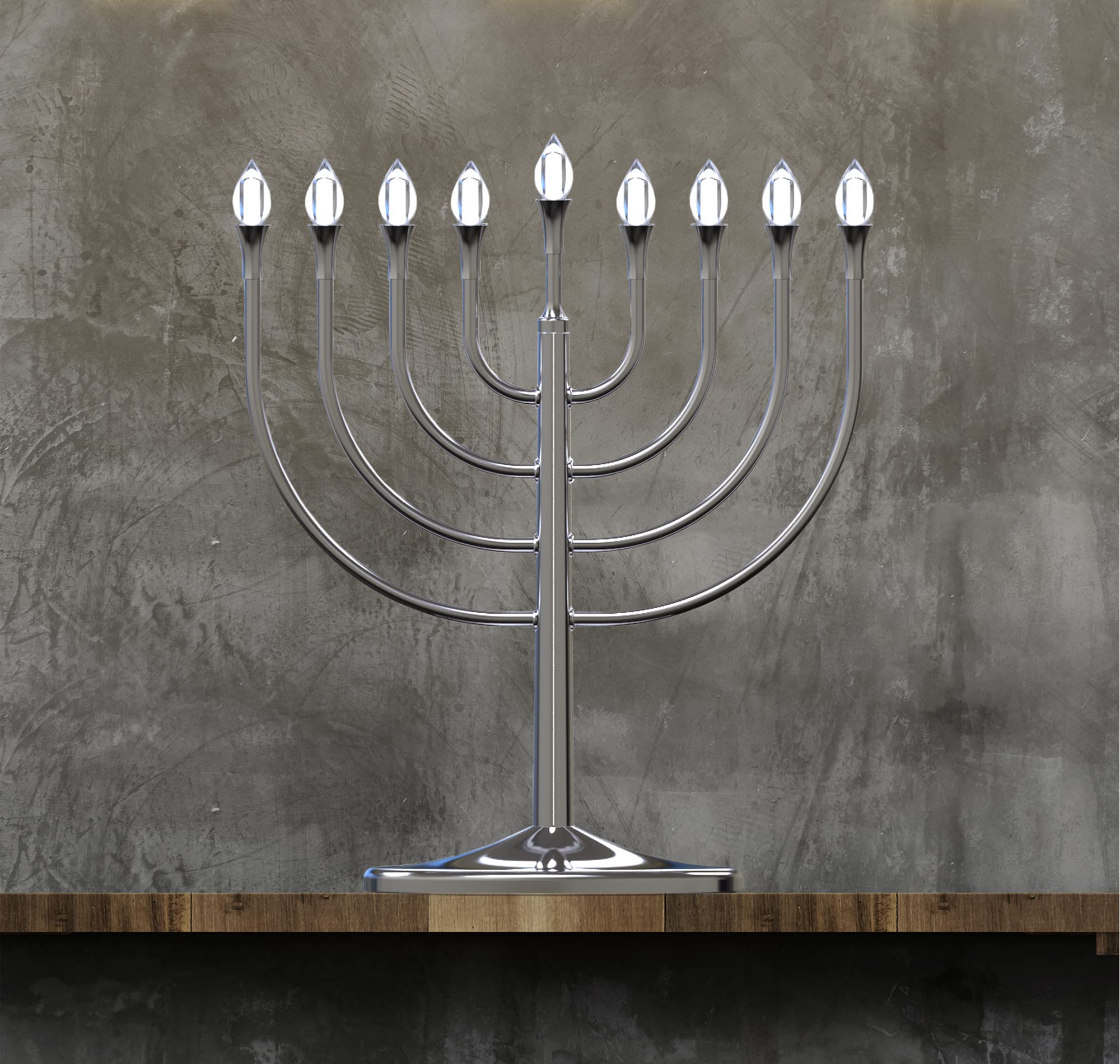Zion Judaica menorah posée dans un salon apportant ambiance festive et sûre