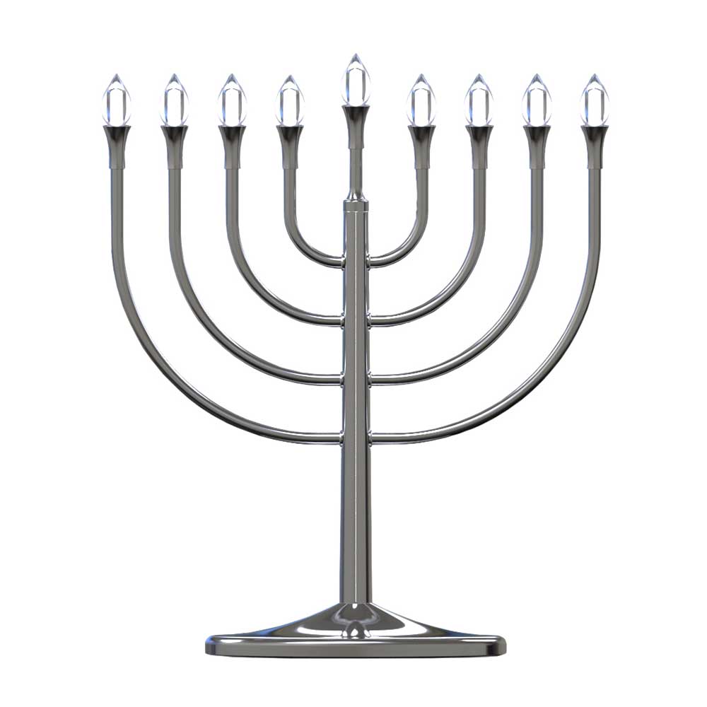 Zion Judaica menorah vue de face montrant silhouette élégante et présence décorative