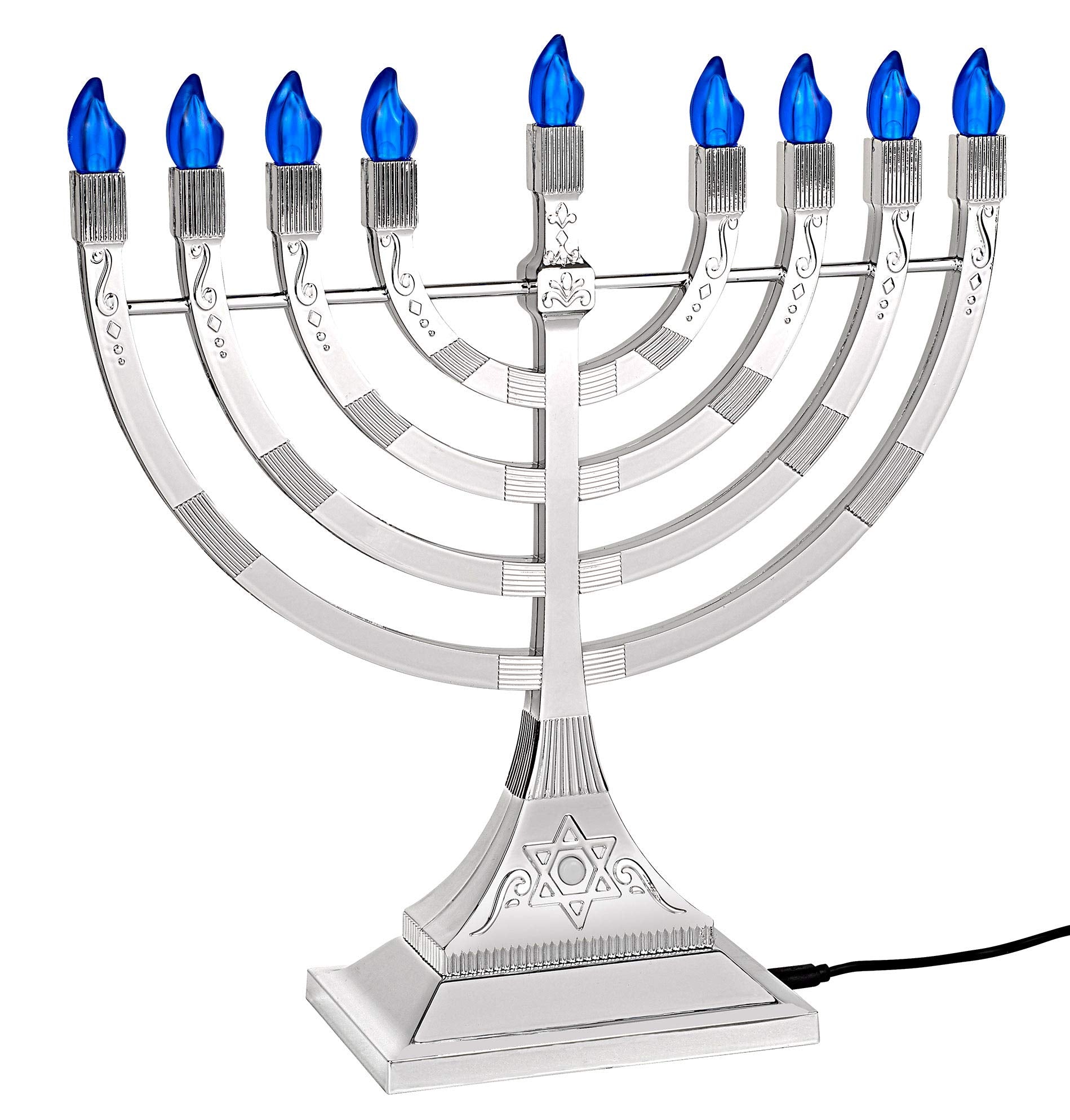 Zion Judaica menorah vue de profil montrant base stable et design compact