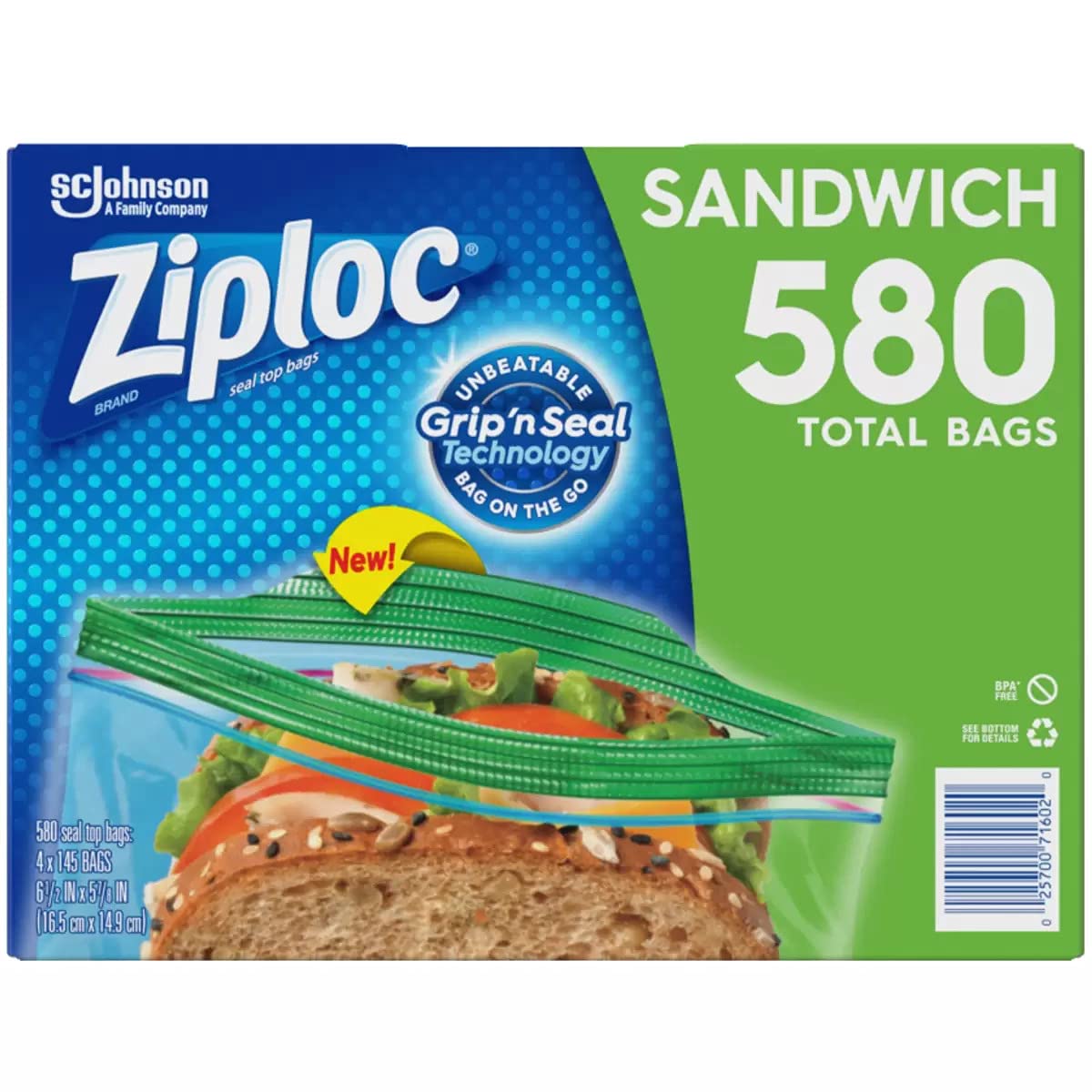 Ziploc emballage face avant montrant le nom et quantité, pratique pour stocker