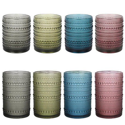ZMOWIPDL ensemble face présentant les 8 verres et accessoires, design rétro pratique