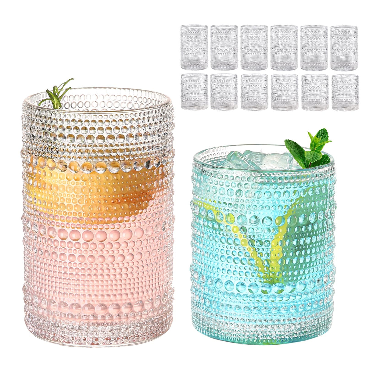 ZMOWIPDL lot de verres hobnail 12 pièces présentation table esthétique