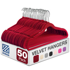 ZOBER pack 50 cintres bordeaux velours économise espace