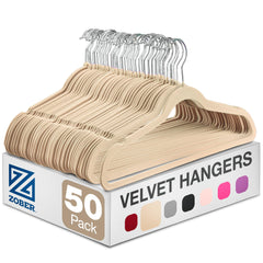 ZOBER cintres velours ivoire vue frontale montrant gain d'espace