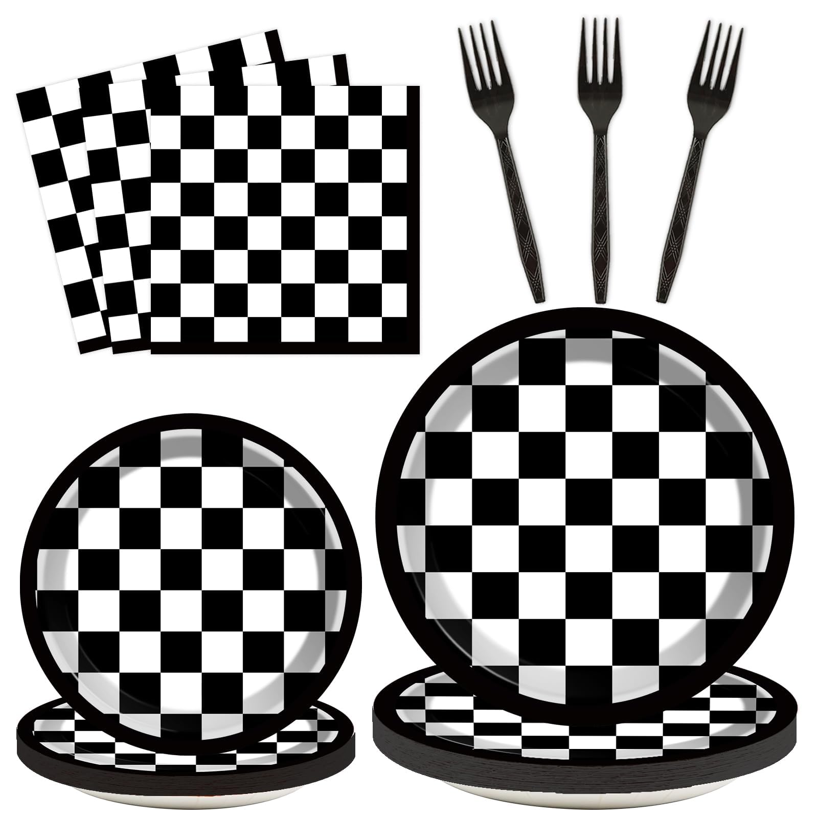 ZOIIWA assiette 9 pouces devant montrant motif damier pour une table festive