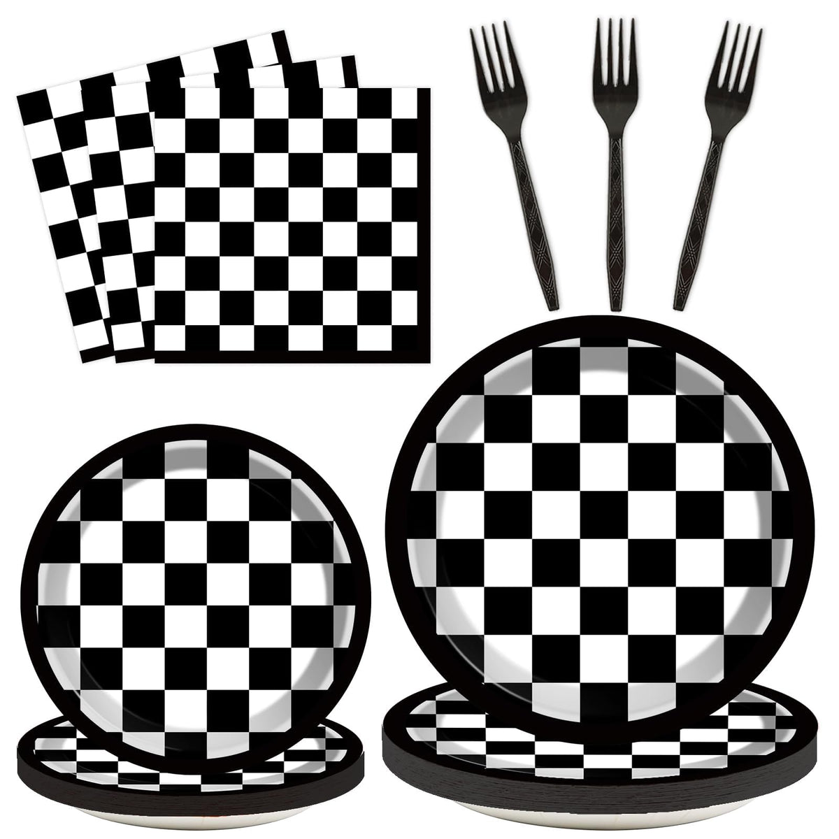 ZOIIWA assiette 9 pouces devant montrant motif damier pour une table festive