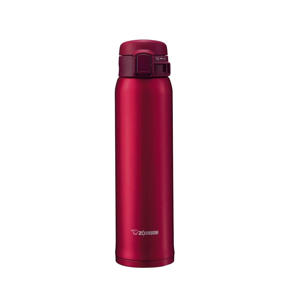 Zojirushi vue avant du mug rouge montrant le design élégant et la couleur garnet
