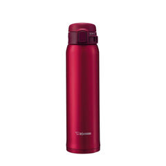 Zojirushi vue avant du mug rouge montrant le design élégant et la couleur garnet
