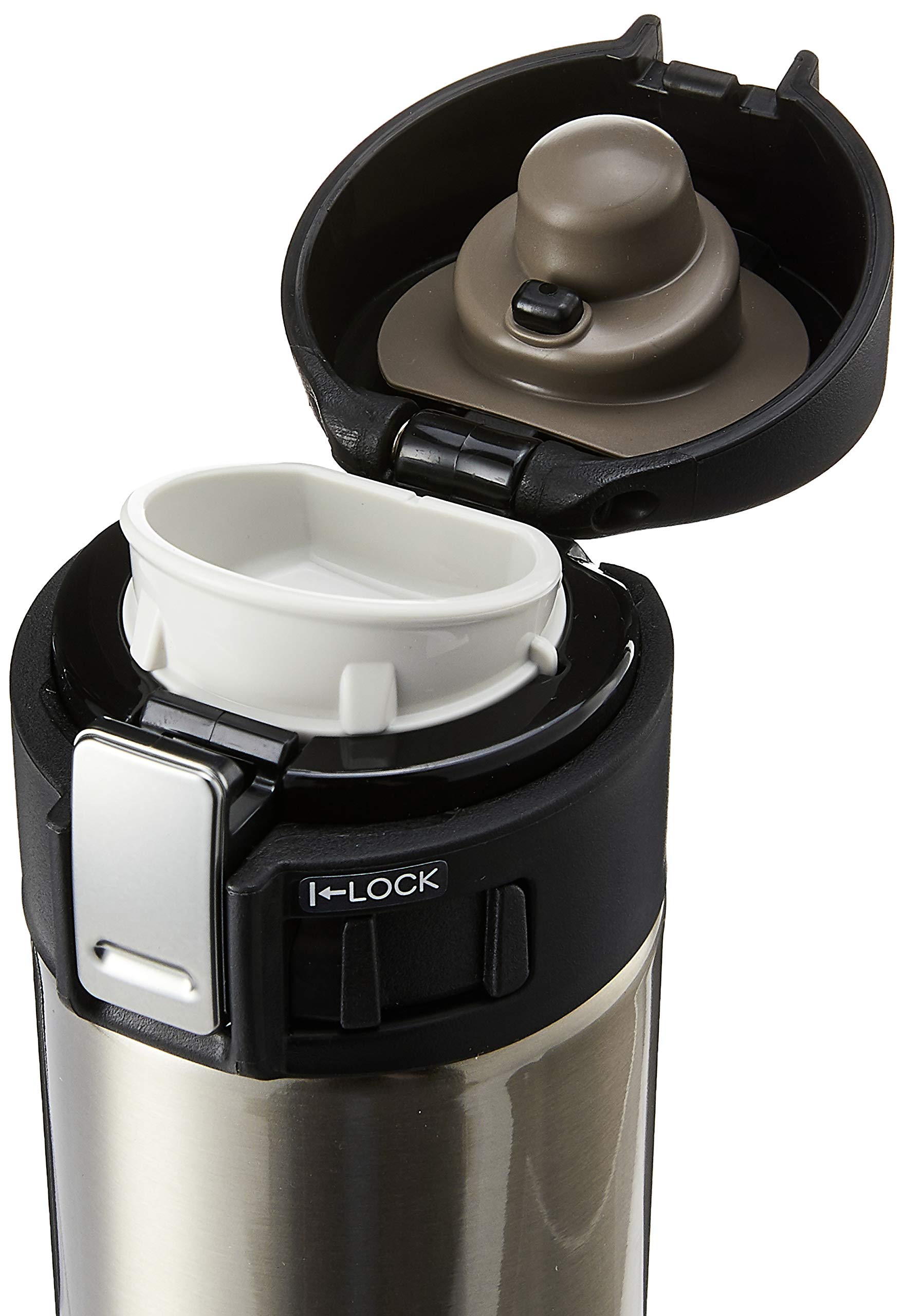 Zojirushi intérieur ouvert montrant la bouche large Slick Steel pour nettoyage facile