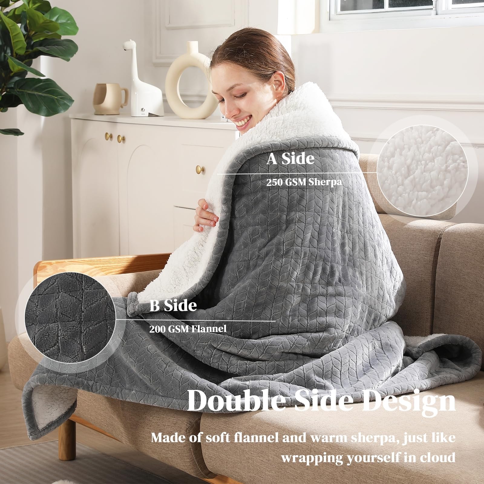 Zorvixia gros plan flanelle 250GSM tactile apportant douceur et chaleur uniforme