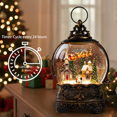 ZQQLITE gros plan sur le Père Noël et le cerf sculptés mettant en valeur les détails décoratifs