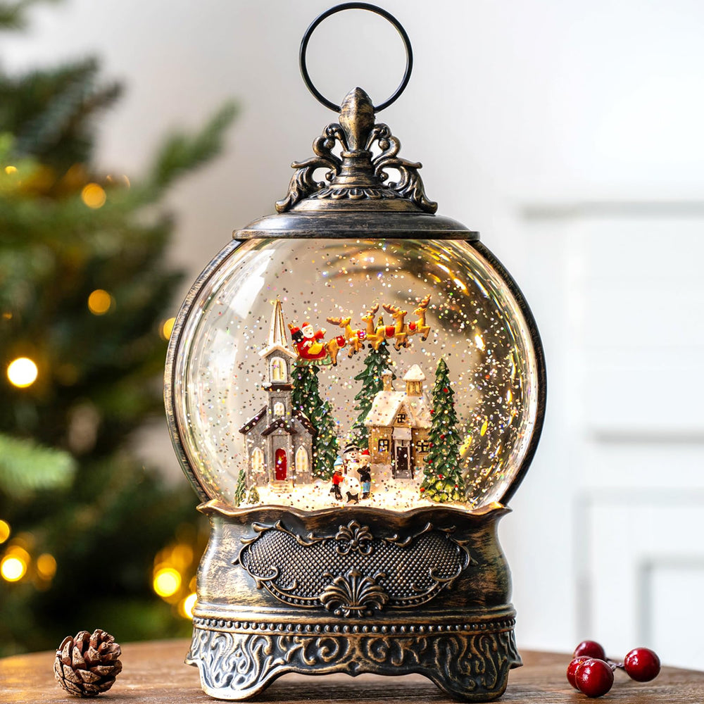 ZQQLITE globe avant de la lanterne de Noël montrant la scène et créant une ambiance festive