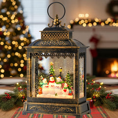 ZQQLITE globe de neige de face montrant lumière chaude et décor festif