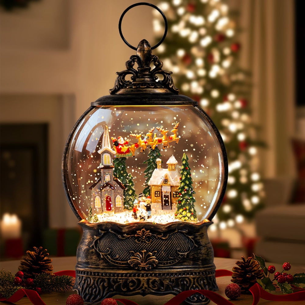 ZQQLITE globe posé dans un salon de Noël illustrant l'usage décoratif et festif