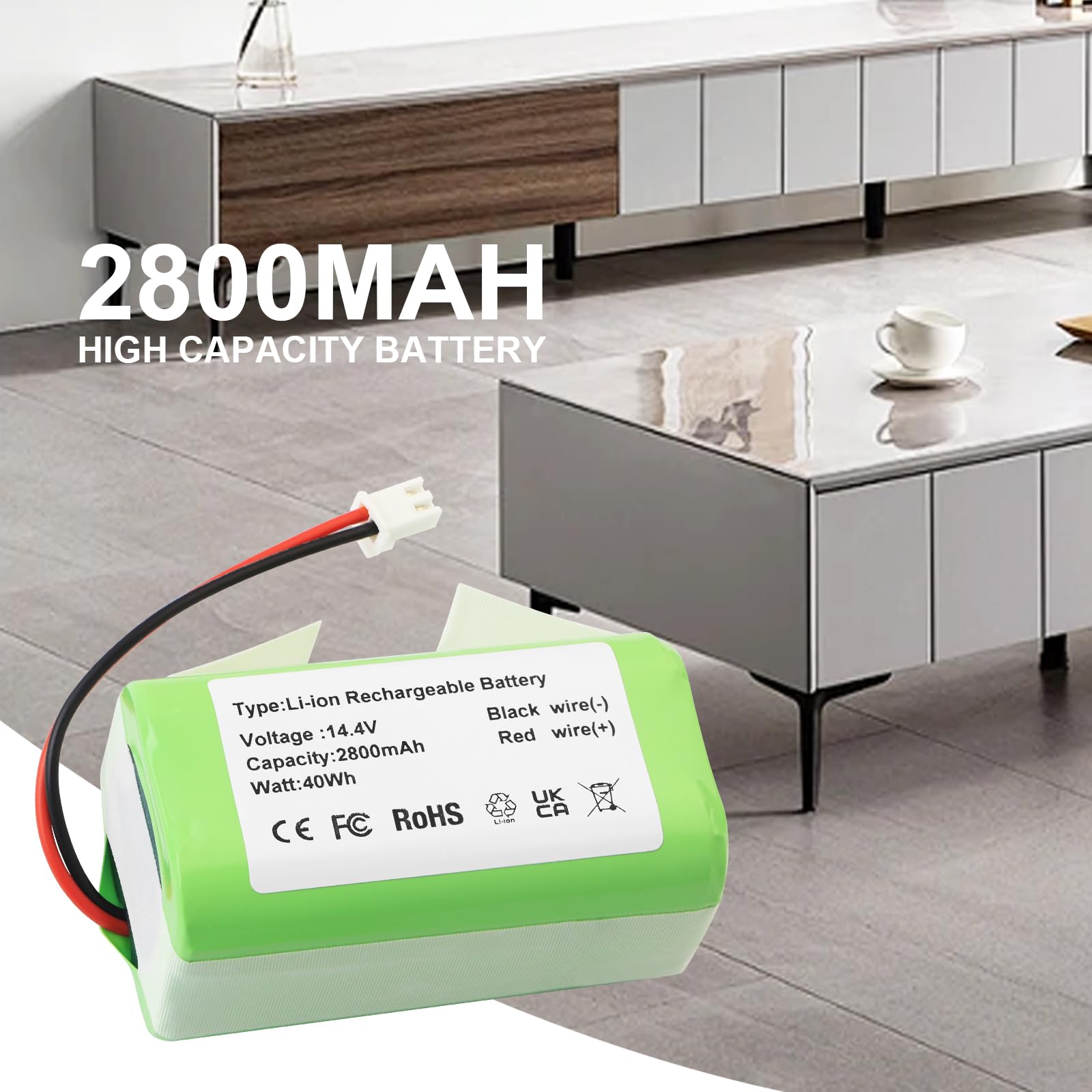 ZTHY batterie avec emballage et étiquette, montre spécifications 14,4V 2800mAh claires