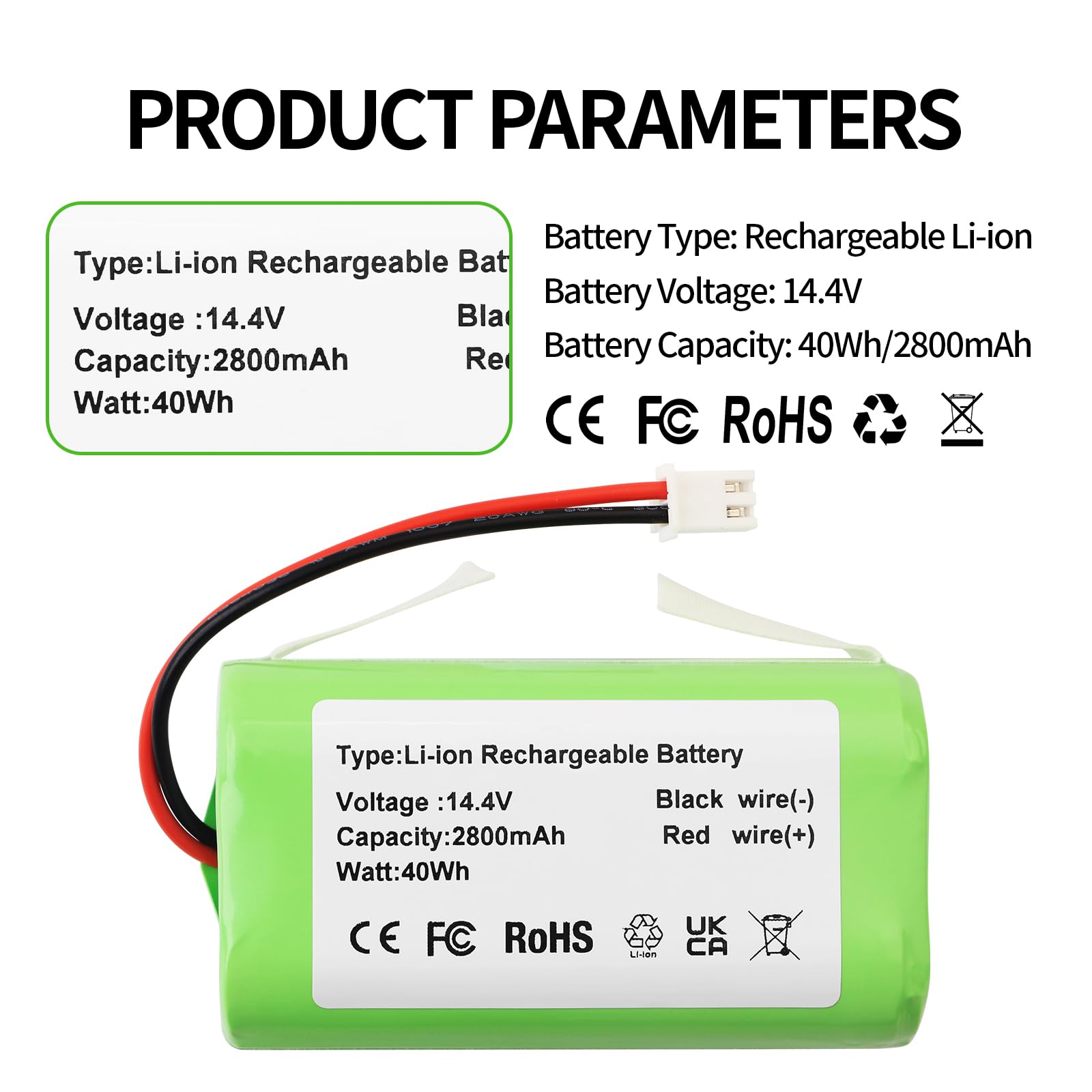 ZTHY batterie profil avec connecteur 2 broches, vérification facile pour installation sûre